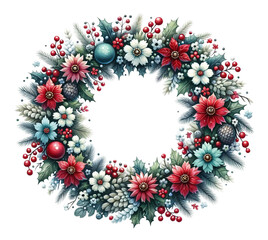Floral Holiday Wreath with Christmas Ornaments