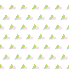 green and pink tilted heart shape abstract seamless pattern background