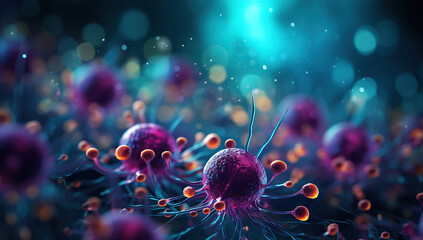 Realistic photo bacterium. Created with Generative AI - obrazy, fototapety, plakaty