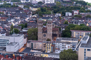 Fototapeta premium aerial view of Cologne. View of Roman Catholic Parish Church of St. Heribert