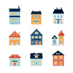 Flat house set vector illustration editable eps
