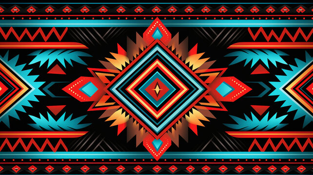 Colorful geometric ethnic pattern. 
Oriental, aztec and tribal traditional. seamless pattern or background banner