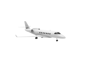 private jet angle view without shadow 3d render