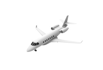 private jet top view without shadow 3d render