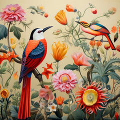 Folk Garden Wildlife Illustration