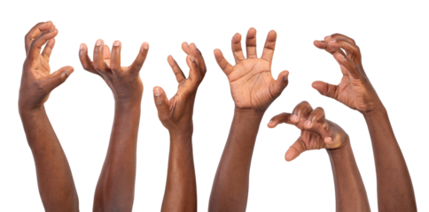 Scary zombie hands isolated on white or transparent background	