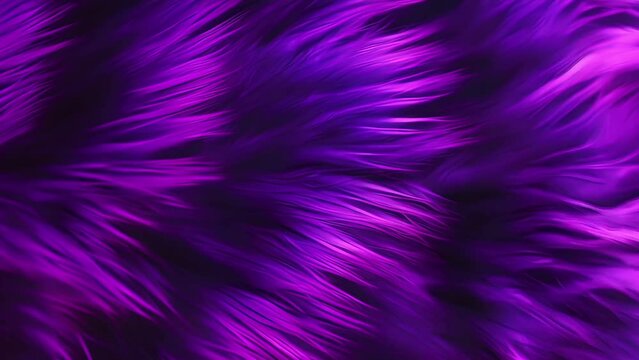 Purple fur texture. Violet glamorous background. Beautiful backdrop of luxurious faux fur background with gradient of neon purple to electric blue, with glossy, reflective surface