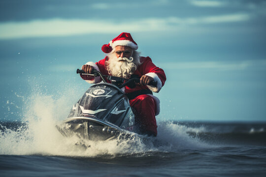 Santa Claus on a jetski