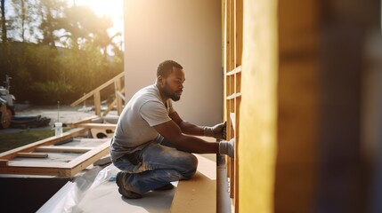Constructorwhile working on the building, new housing development