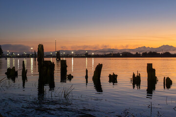 Fototapeta premium Dawn on the Snohomish River Delta