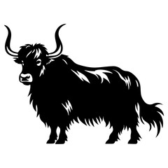 Yak Animal head vector silhouette illustration black color 