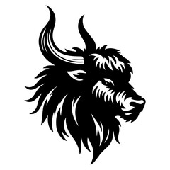 Yak Animal head vector silhouette illustration black color 