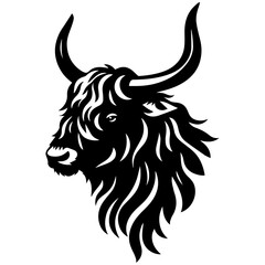 Yak Animal head vector silhouette illustration black color 