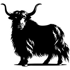 Yak Animal head vector silhouette illustration black color 