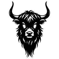 Fototapeta premium Yak Animal head vector silhouette illustration black color 