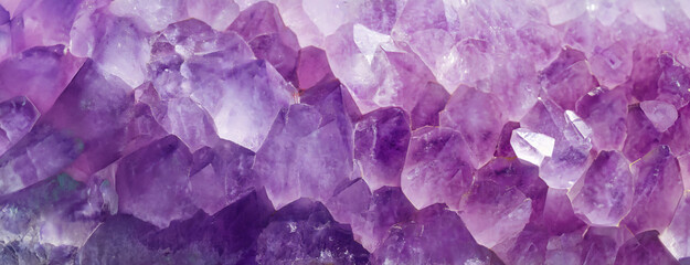 amethyst polished violet texture as nice natural background panoramic - obrazy, fototapety, plakaty