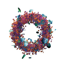 Easter Wreath of wild spring flowers isolated on transparent background