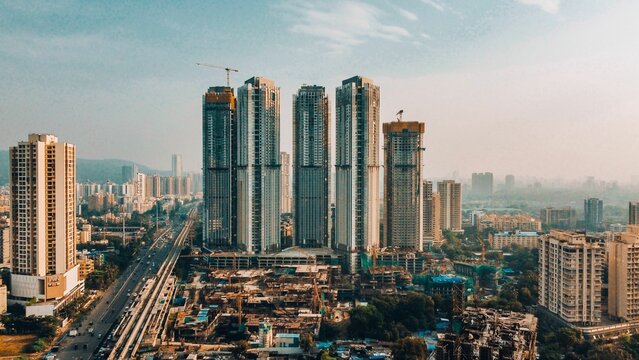 Aerial view of the bustling cityscape of Mumbai, India
