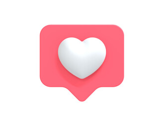 Love symbol for social media or web icon 3d render illustration