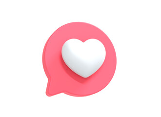 Love symbol for social media or web icon 3d render illustration