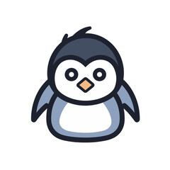 Cartoon Pinguin mit blauer Umrandung AI Generative