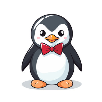 Cartoon Pinguin mit roter Fliege AI Generative