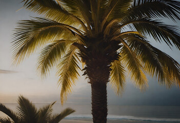Fototapeta na wymiar palm tree in minimal style under the sky