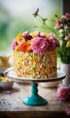 cake with fruits and berries