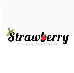 Strawberry typography logo design template vector, Strawberry logo vector, Strawberry text design template vector