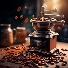 Coffee grinder and floating coffee beans