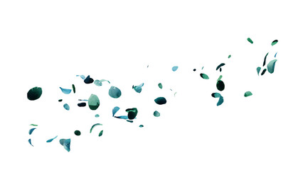 Green flying leaves. Leaf falling. Wave foliage ornament. Vegan, eco, organic design element. Cosmetic pattern border.