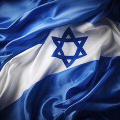 Israel flag waving silk symbol of the state israel close up banner folded star of david. 