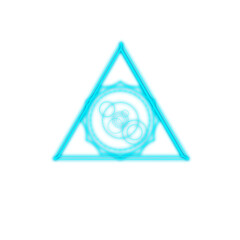 Linear geometric luminous blue symbol, a star in a circle,  sacred sign of magic and alchemy