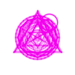 Pink fantasy magic circle. Pentagrams and cast spells