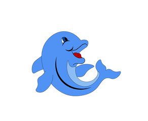 Vector illustration of cartoon dolphin isolated on white background