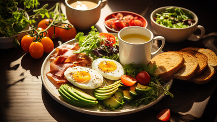 テーブルにのった朝食