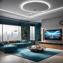 A lounge and TV room created by Artificial Intelligence.