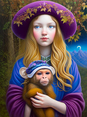 This Gaia woman Earth Goddess is experiencing contentment and joy in the forest setting.  - 672901583