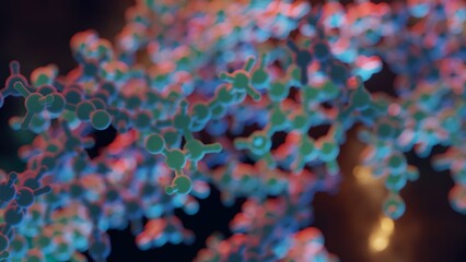 Abstract Molecular Structure. Macro photo bokeh science illustration.