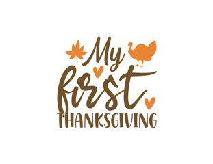 Vector flat design thanksgiving calligraphy with white background for t-shirts, posters and cards.
