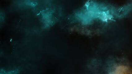 Abstract blue sparkles and smoke on dark background