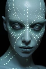 Futuristic Concept Art of a Humanoid with Illuminated Circuit Patterns - High-Tech Biotechnology and Artificial Intelligence Theme