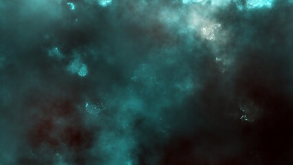 Fototapeta premium Abstract blue sparkles and smoke on dark background