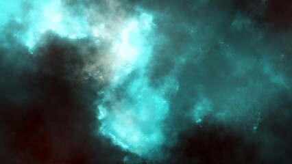 Fototapeta na wymiar cyan universe. Nebula and stars in the galaxy landscape. 3D rendering