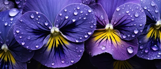 Poster Detailed macro of pansy petal patterns and hues. © smth.design
