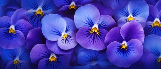 Foto op Canvas Detailed macro of pansy petal patterns and hues. © smth.design