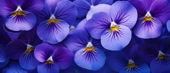 Fotobehang Detailed macro of pansy petal patterns and hues. © smth.design