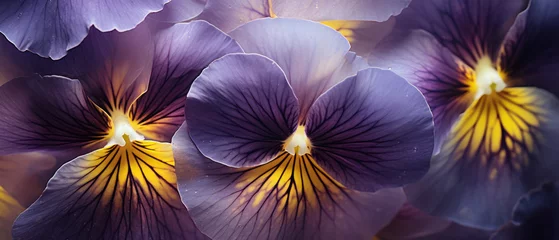 Foto op Aluminium Detailed macro of pansy petal patterns and hues. © smth.design