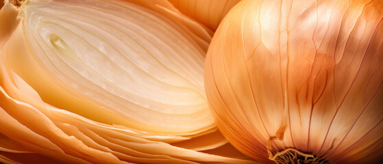 Detailed close-up of onion's natural pattern and sheen.