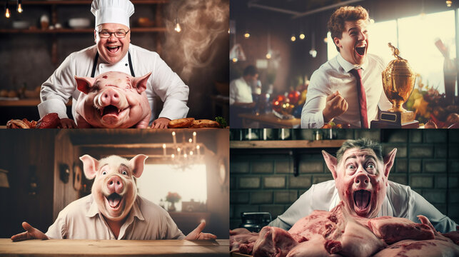 collage of a butcher
